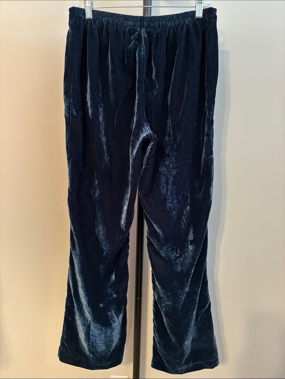 April Cornell Velvet Pants Navy Blue Straight Leg Pull On Size Small - Picture 3 of 8